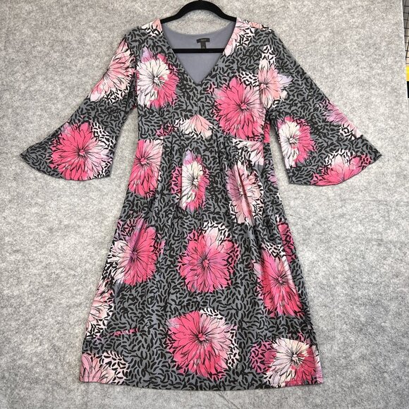Soma Intimates Dress Women S Baby Doll Pink Black Floral 3/4 Bell Sleeve Stretch - Picture 11 of 12